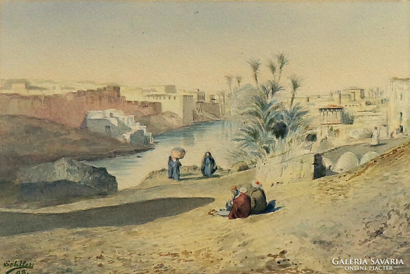 Oriental scene, excellent quality watercolour, 1903, marked
