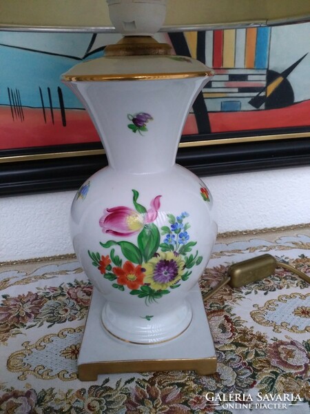 Antique Herend table lamp with tulip pattern + shade