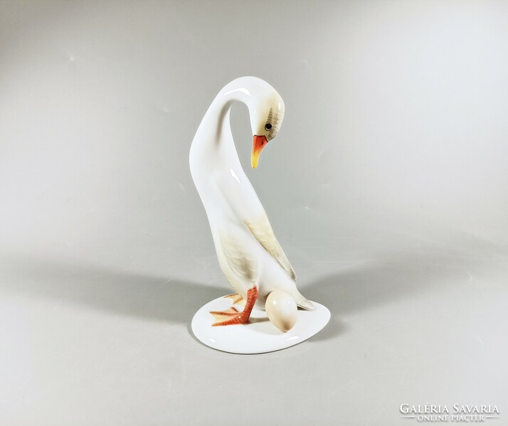 Herendi, goose with egg, first egg, hand-painted porcelain figurine, flawless! (B121)