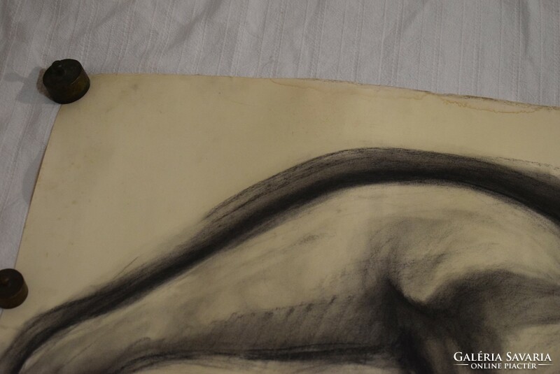 Akt ceruza rajz fekvő női alak régi kép nagyobb méret 68 x 96 cm