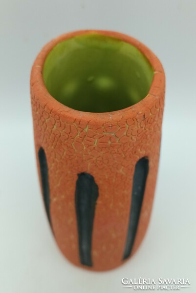 Retro vase with cracked glaze, Hungarian applied arts ceramics, 22 cm high
