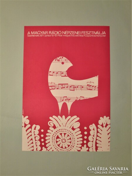 László Balogh (Szentendre, 1930-2002): Hungarian radio folk music festival, poster 1977, rarity