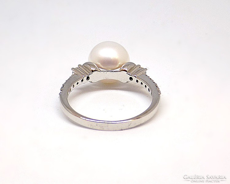 Beaded white gold ring (zal-au105807)