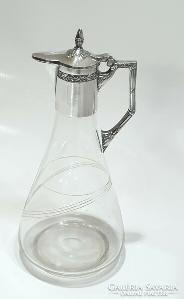 Art Nouveau, silver-plated liquor carafe, pitcher, eet, oil pouring,