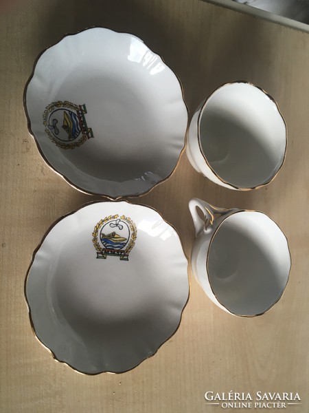 AQINCUM-két db kávéscsésze-MMSZ-repi ajándéknak készülhetett-1960-as évek hajós dekorral