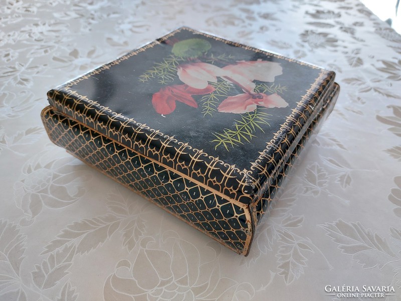 Old candied metal box with cyclamen pattern vintage haribo licorice bonn large gift box