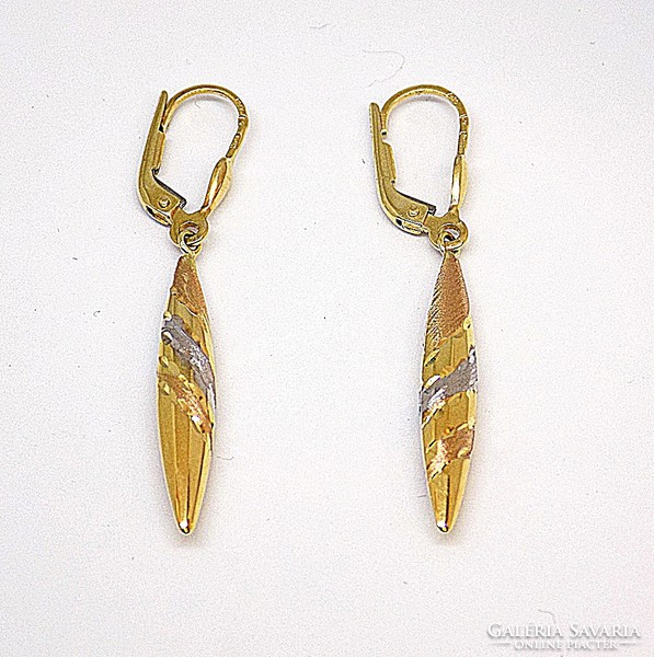 Tricolor gold dangling earrings (zal-au104879)