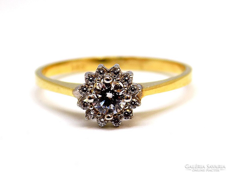 Köves virágos arany gyűrű (ZAL-Au62678)