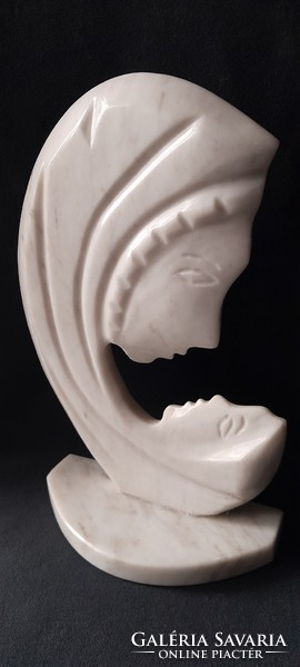 Wonderful marble statue of the Virgin Mary with baby Jesus, 26 cm high, perfect condition