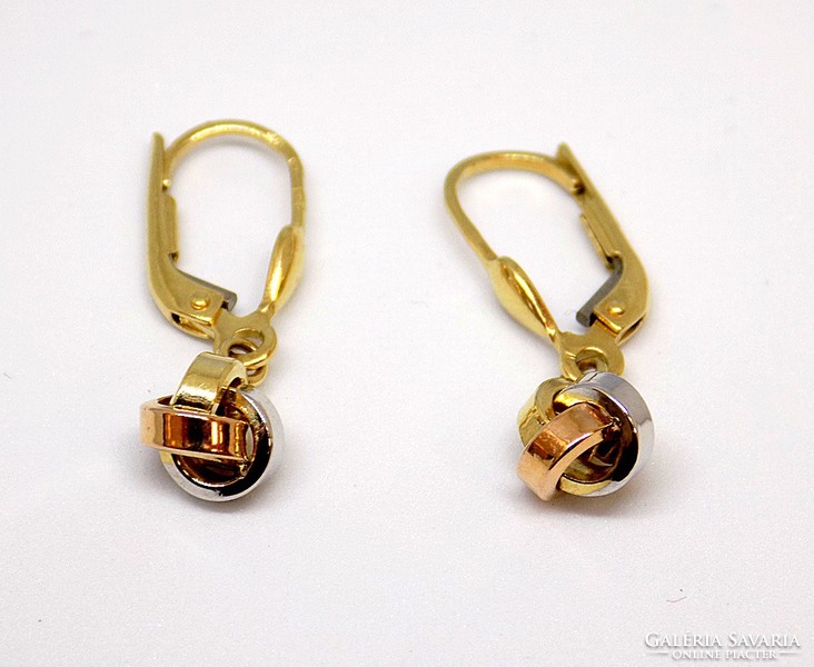 Tricolor gold dangling earrings (zal-au104874)