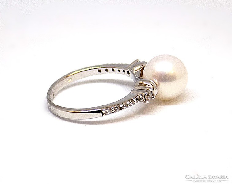 Gyöngyös fehér arany gyűrű (ZAL-Au105807)