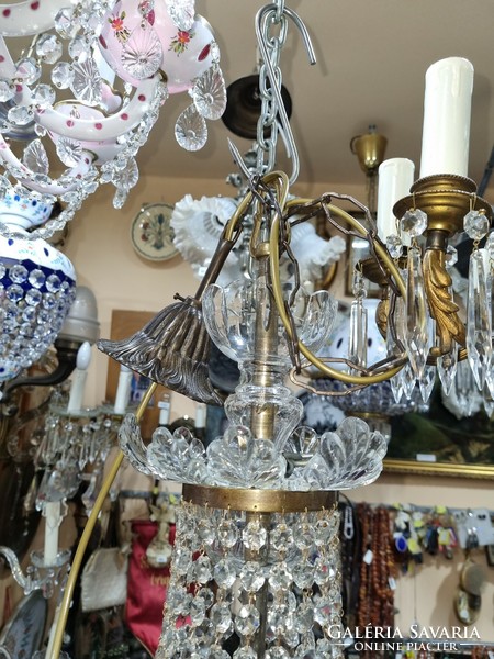 Old renovated crystal basket chandelier