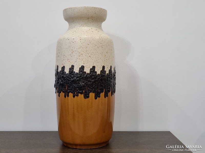 BAY Keramik gyönyörű vintage kerámia padlóváza, plasztikus fat lava dekorral