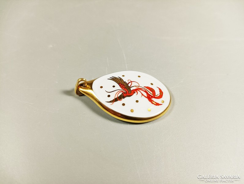Herend phoenix bird pendant, hand-painted porcelain, flawless! (B122)