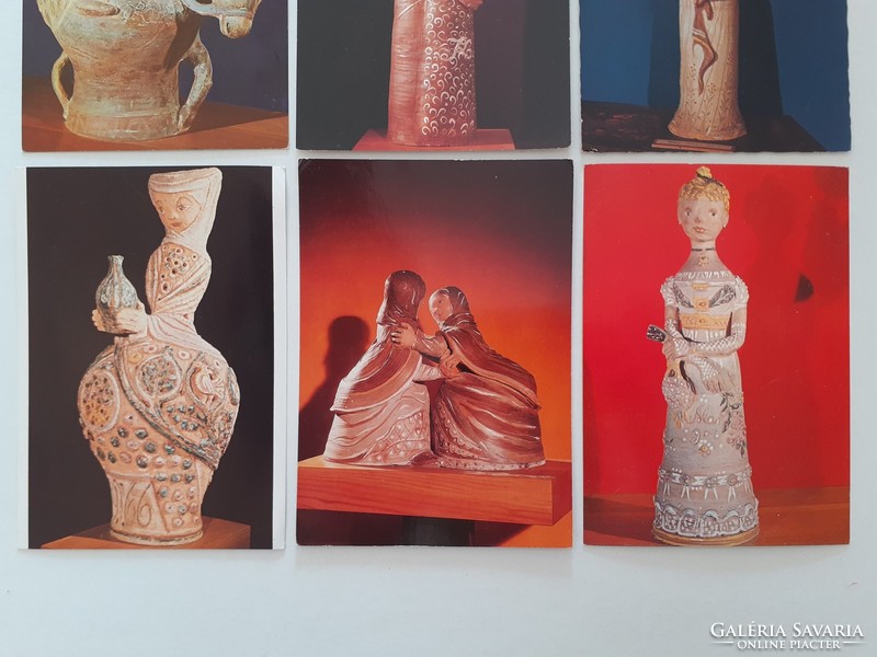 Régi képeslap Kovács Margit keramikus munkái levelezőlap 5 db