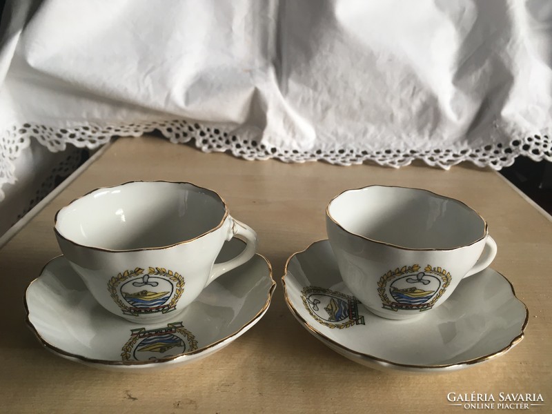 AQINCUM-két db kávéscsésze-MMSZ-repi ajándéknak készülhetett-1960-as évek hajós dekorral