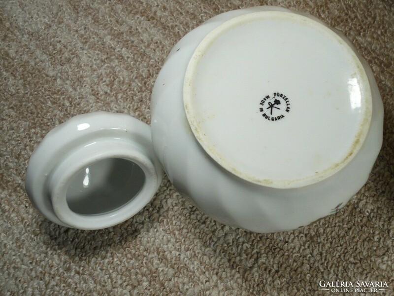Retro régi jelzett porcelán teás készlet kanna kancsó és cukortartó cukor tartó - Bolgár gyártmány