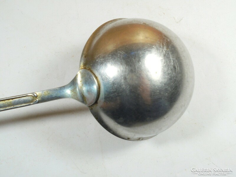 Retro marked stainless steel soup ladle with decorative handle - cccp marking - Soviet Russian