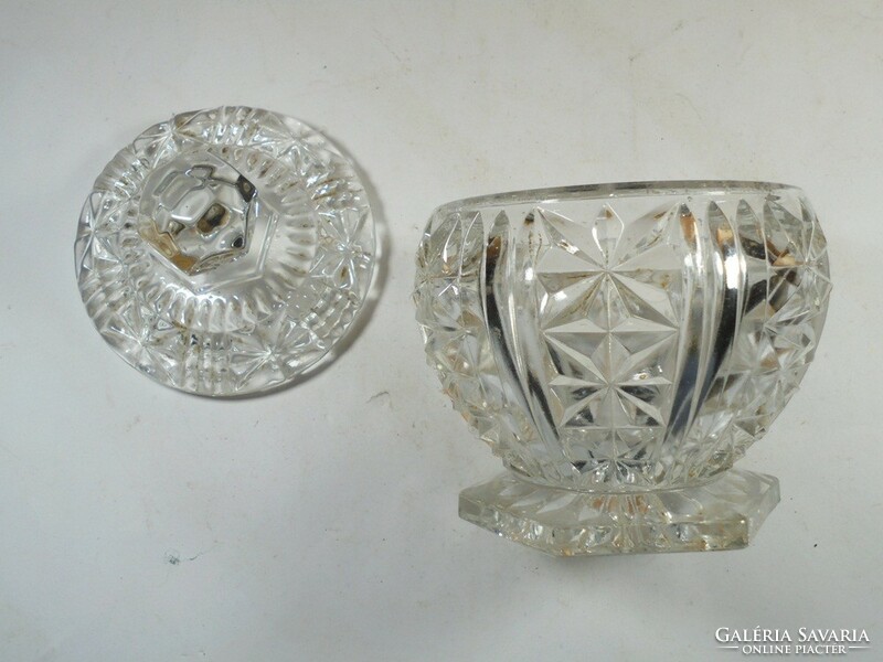 Old retro patterned crystal glass sugar holder bonbonier sugar holder offering