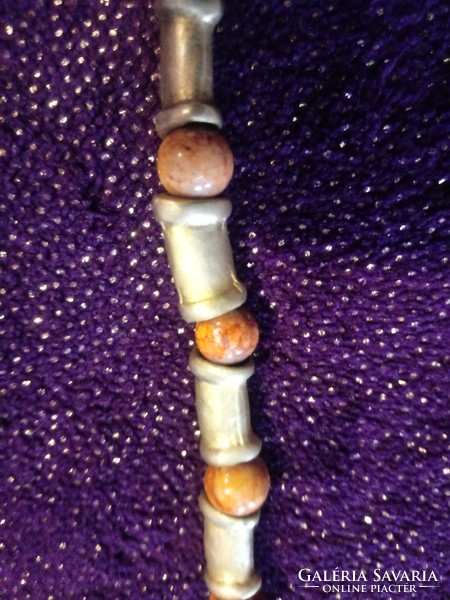 Jasper stone necklace with copper spacers + bracelet