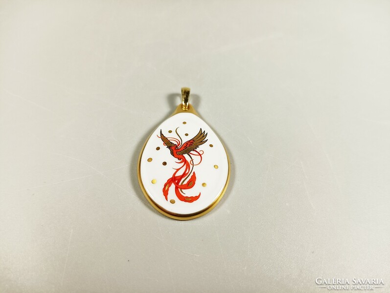 Herend phoenix bird pendant, hand-painted porcelain, flawless! (B122)