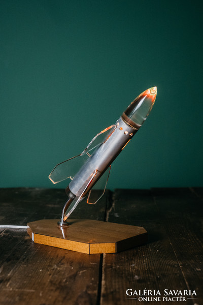 Retro space age design rocket lamp souvenir