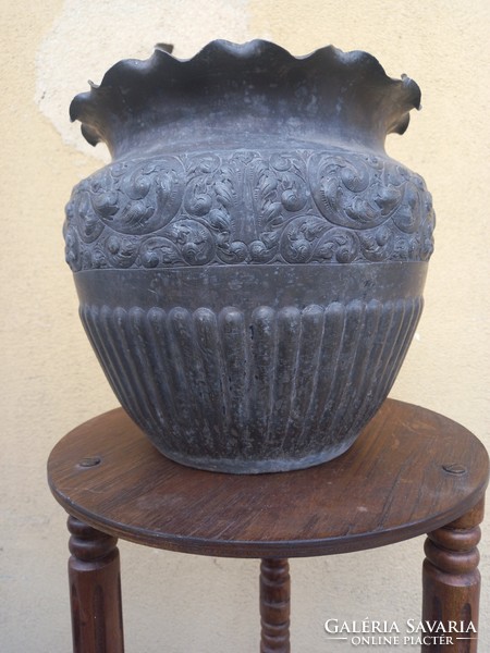 Ezüstözött antik 1904  bronz kaspó ALKUDHATÓ