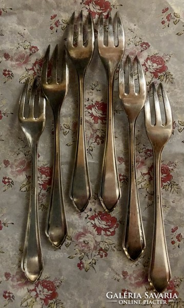 Nice antique marked silver plated cookie fork set