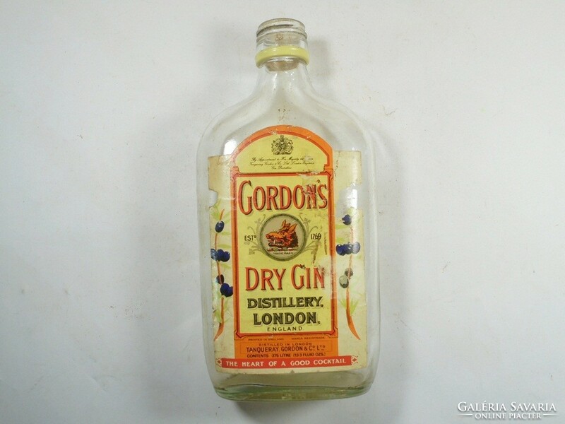 Retro régi Gordon's Dry Gin üveg palack papír címkés alkohol - kb. 1980-as évek