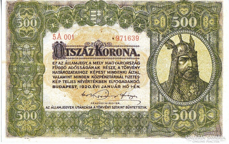 Magyarország 500 korona REPLIKA 1920 UNC