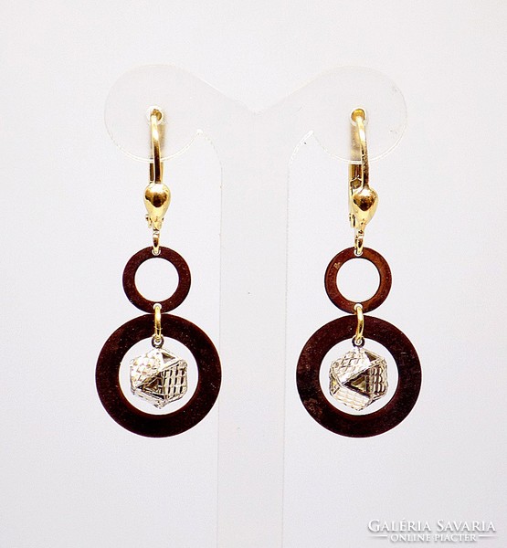 Tricolor gold dangling earrings (zal-au99387)