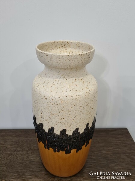 BAY Keramik gyönyörű vintage kerámia padlóváza, plasztikus fat lava dekorral