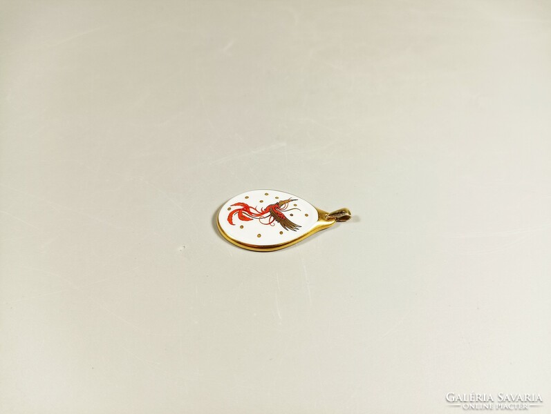 Herend phoenix bird pendant, hand-painted porcelain, flawless! (B122)