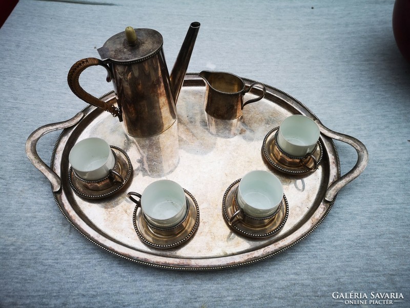 Leàraztam !Antique art nouveau coffee set mocha silver type luxury coffee making porcelain cup.