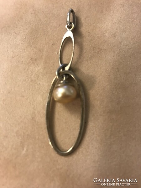 New! Silver jewellery! Cultured pearl pendant! 925 Signaled! Size: 6 cm long, custom made.