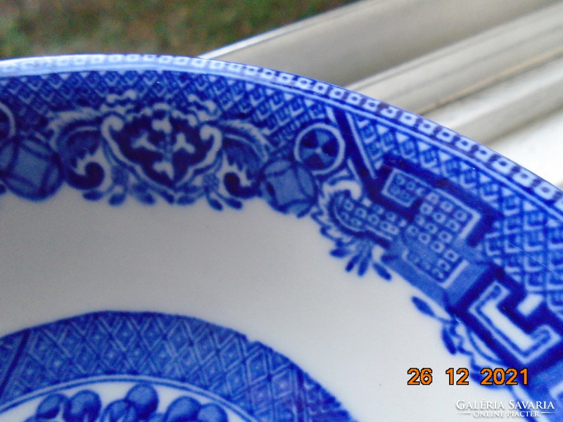 English cobalt blue Ridgway porcelain bowl with lava willow mark