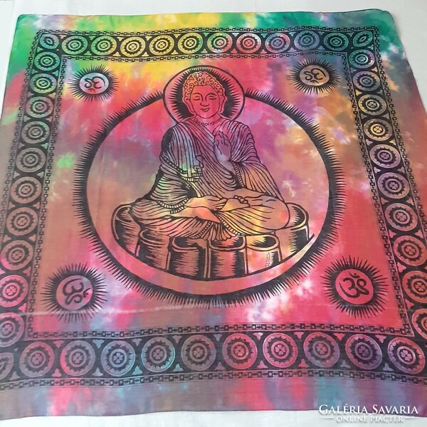 Indian Buddha shawl, silk-cotton, batik, gradient shawl (large)