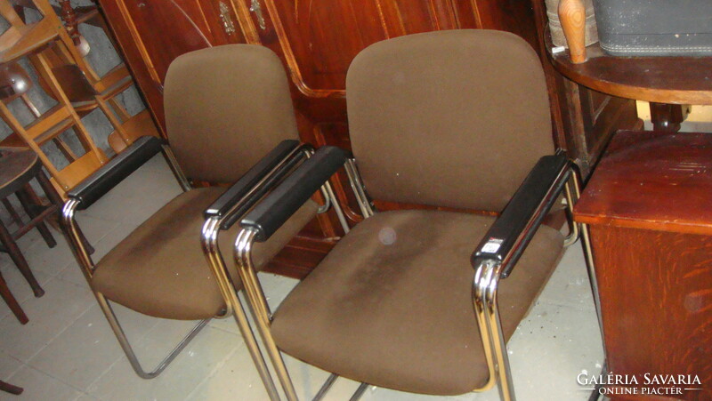 Pair of comfortable tubular frame chairs with perfect armrests. 20000/piece