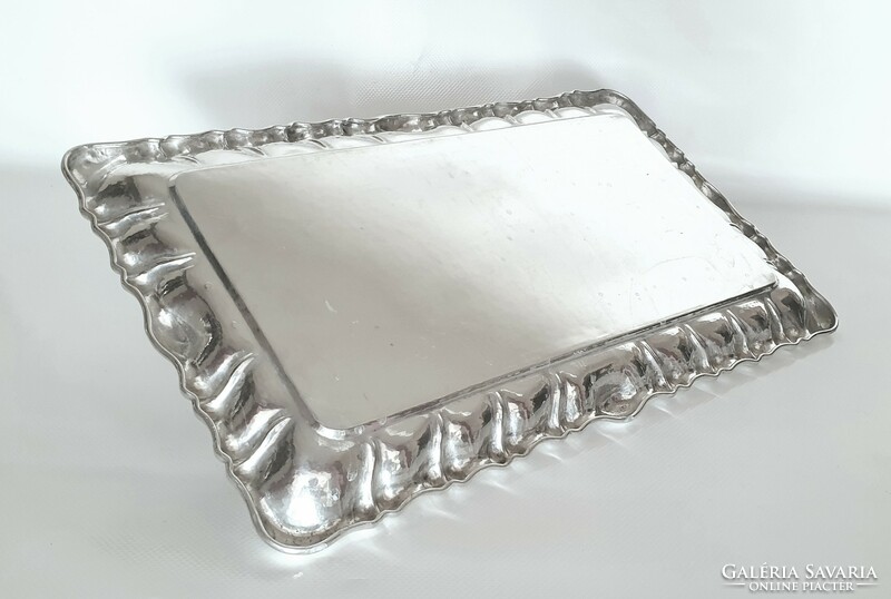 Art deco hólyagos peremű, ezüst (800) tálca (927 g)
