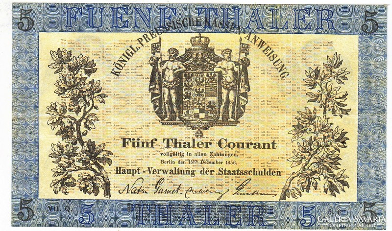 German States 5 Prussian Thaler 1856 replica unc