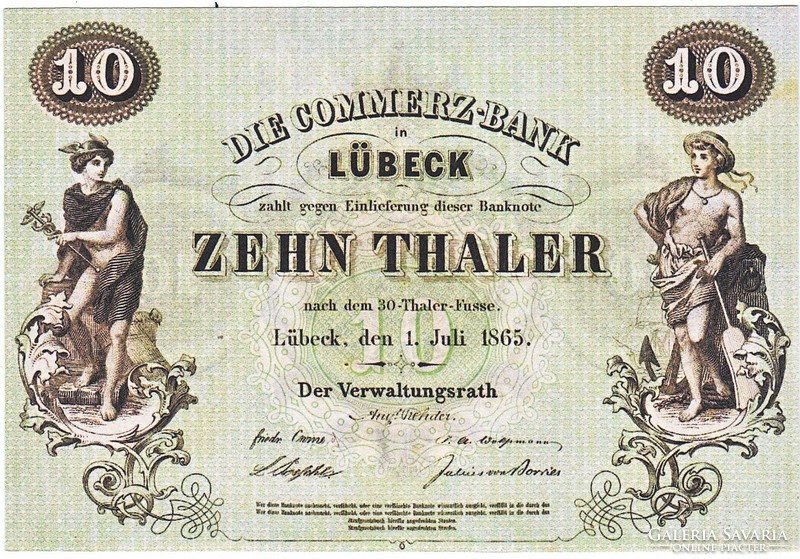 German States 10 German Thaler 1865 replica unc