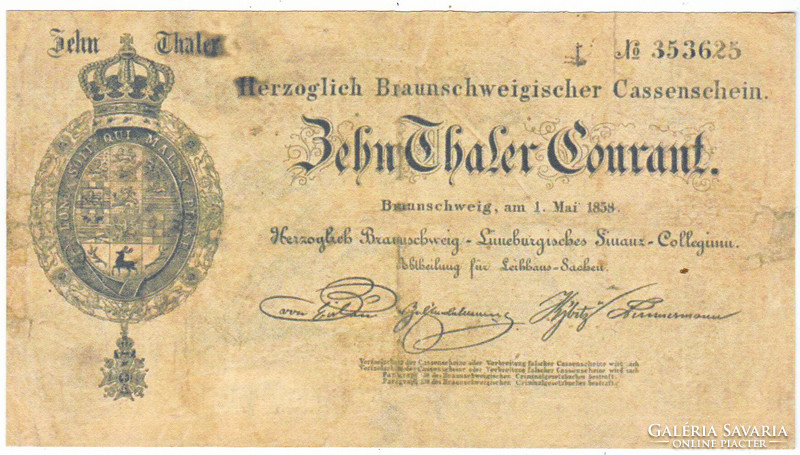 German States 10 German Thaler 1868 replica unc