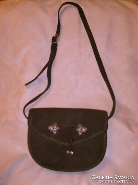 Waist strap theater bag with silver applique antique custom made velvet rarity