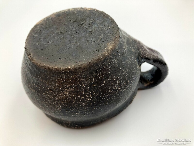Raku ceramic bowl with ears, holder, cup