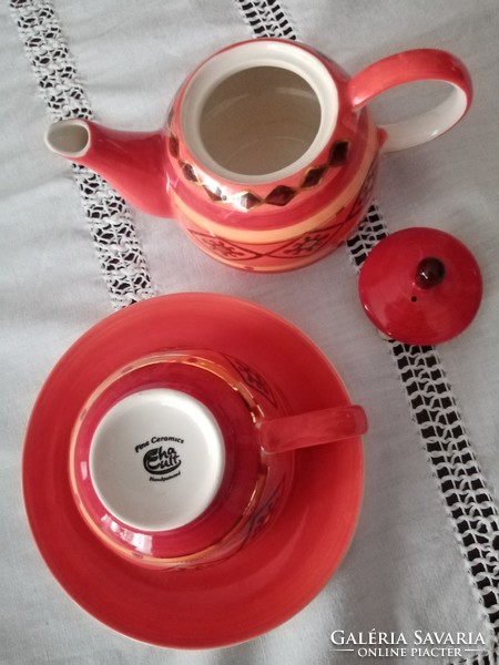 Cha cult Hamburg porcelain faience tea / coffee pourer / pot, cup + saucer for Mother's Day