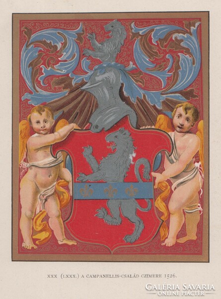 Coat of arms of the Campanellis family 1526.. - Chromolithography.