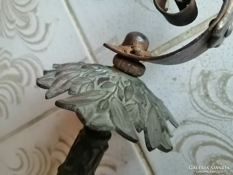 Antik bronz markolatos kandallókellék piszkavas