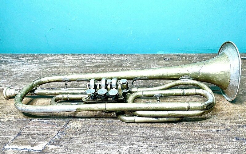 Retro, loft design trumpet of the Budapest patented instrument factory