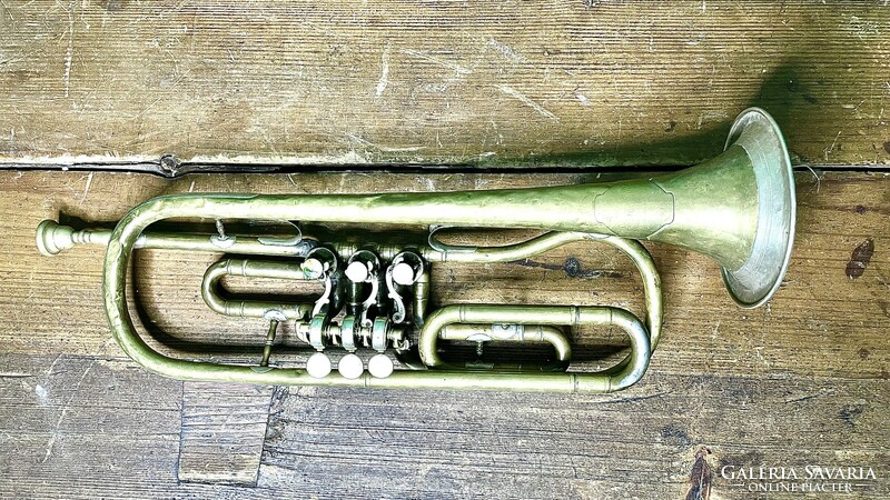 Retro, loft design trumpet of the Budapest patented instrument factory