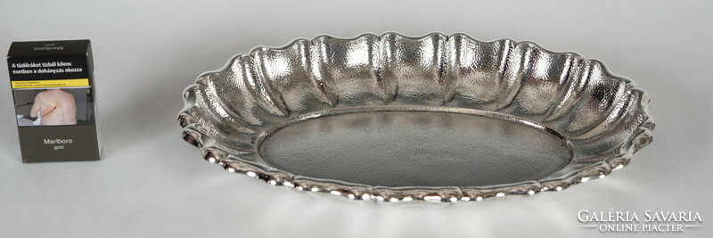 Ezüst art deco kenyérkosár / kínáló  - kézzel kalapált felülettel